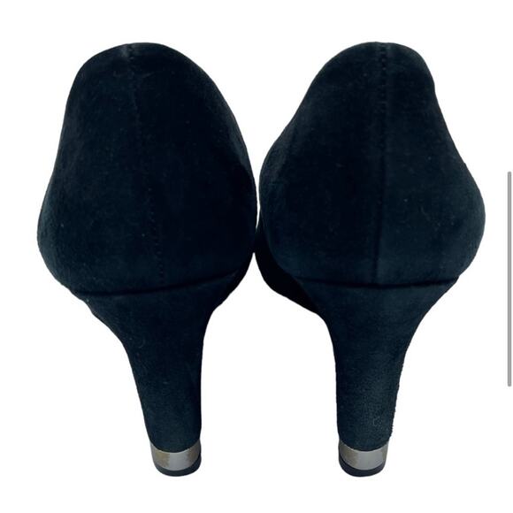 Tory Burch Black Suede Astoria Wedge Heels Size 7.5 - Picture 3 of 9